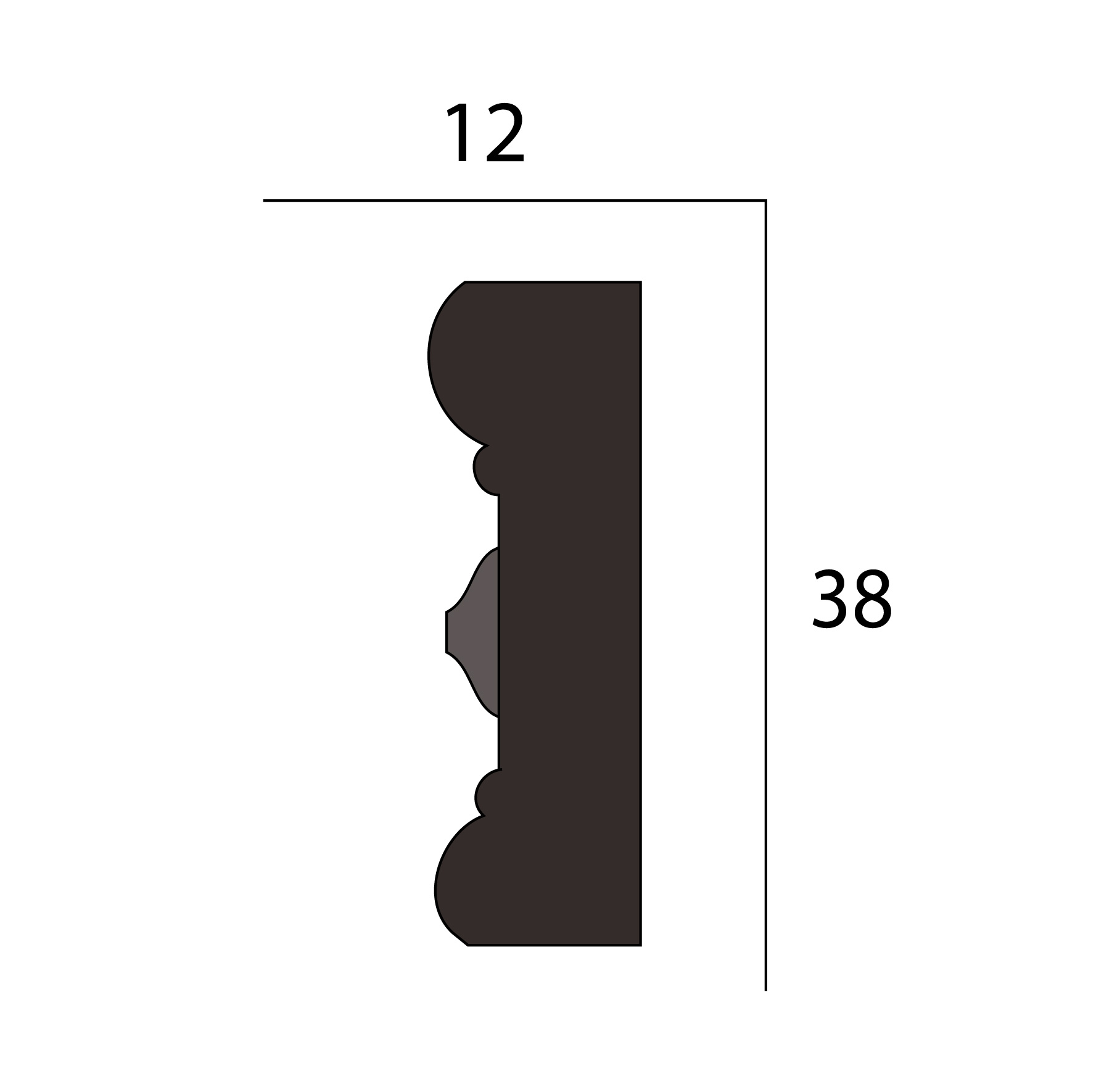 Crown and wall mouldings (244 x 3.8 x 1.2 cm)