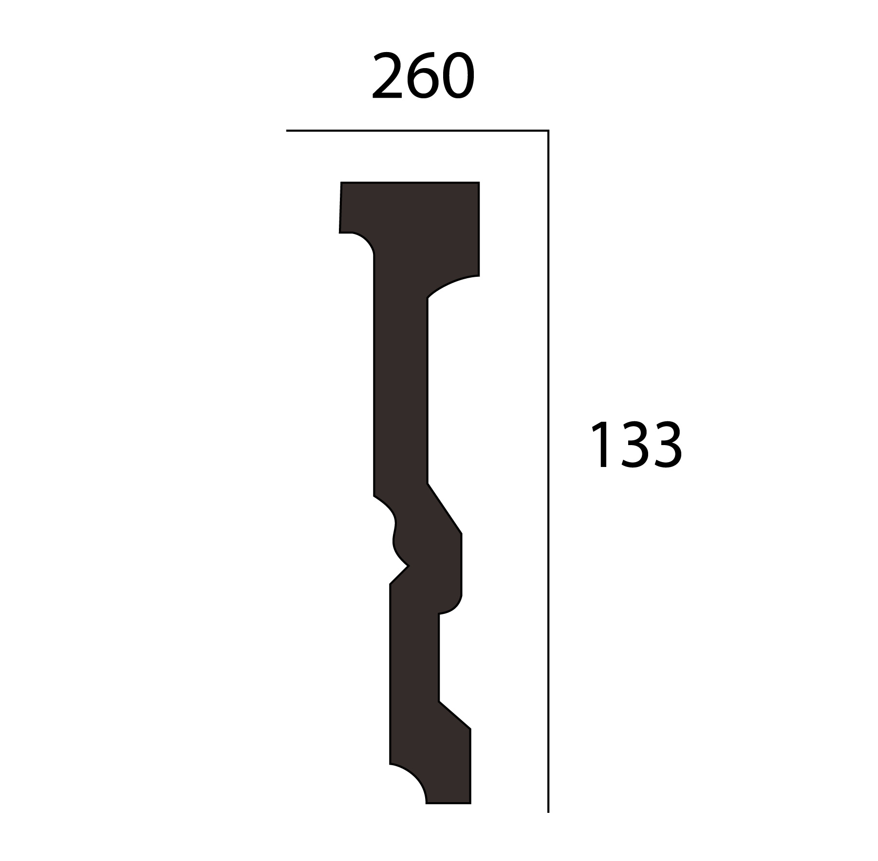 Juosta luboms ir sienoms (244 x 13.3 x 2.6 cm)